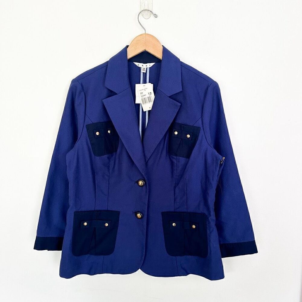 CAbi Women’s Blueberry Resort Canvas Two Button Closure Front Pocket Detail Blaz